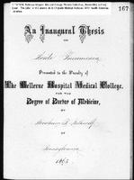 An Inaugural Thesis on Acute Pneumonia by Abraham P. Fetherolf, Bellevue Hospital Medical College