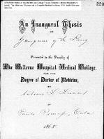 An Inaugural Thesis on Gangrene of the Lung by Antonio L. Luaces, Bellevue Hospital Medical College