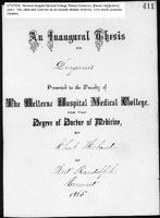 An Inaugural Thesis on Diagnosis by Charles Hebard, Bellevue Hospital Medical College