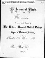 An Inaugural Thesis on Pneumonia by Charles J. Hamnett, Bellevue Hospital Medical College