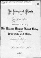 An Inaugural Thesis on Typhus Fever by Elmore Y. King, Bellevue Hospital Medical College