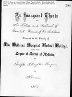 An Inaugural Thesis on The Nature and Treatment of Gunshot Wounds of the Intestines by Temple Staughton Hoyne, Bellevue Hospital Medical College