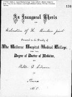 An Inaugural Thesis on Dislocation of the Shoulder Joint by Walter D. Le Fevre, Bellevue Hospital Medical College