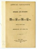 Annual Catalogue of the Officers and Students of the Bellevue Hospital Medical College 1864-1865