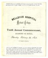Bellevue Hospital Medical College Tenth Annual Commencement 1872