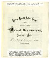 Bellevue Hospital Medical College 12th Annual Commencement 1873