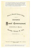 Bellevue Hospital Medical College 13th Annual Commencement, Steinway Hall 1874