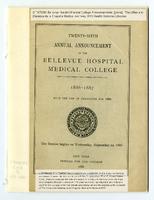 Bellevue Hospital Medical College 26th Annual Announcement 1886-1887