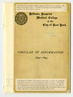 Bellevue Hospital Medical College Circular of Information 1892-1893