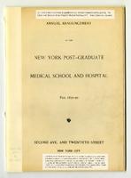 New York Post-Graduate Medical School and Hospital Annual Announcement 1895-1896