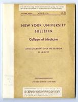 New York University College of Medicine Bulletin Announcements 1936-1937