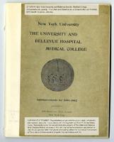 The University and Bellevue Hospital Medical College Announcements 1901-1902