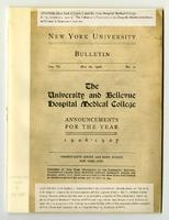 The University and Bellevue Hospital Medical College Announcements 1906-1907
