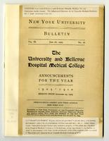 The University and Bellevue Hospital Medical College Announcements 1909-1910