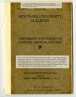 The University and Bellevue Hospital Medical College Announcements 1924-1925