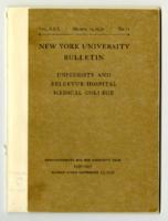 The University and Bellevue Hospital Medical College Announcements 1930-1931