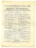 University of New York Medical Department Spring Session 1876