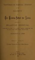 Bellevue Hospital. Training School for Nurses. 13th Annual Report 1885