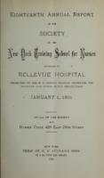 Bellevue Hospital. Training School for Nurses. 18th Annual Report 1890