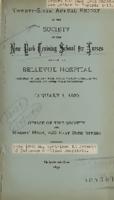 Bellevue Hospital. Training School for Nurses. 26th Annual Report 1898