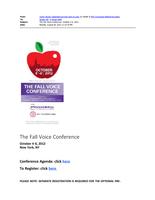 The Fall Voice Conference and Agenda (October 4-6, 2012)