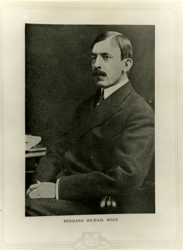 Head and shoulders photograph of Hermann Michael Biggs, professor of pathological anatomy at Bellevue Hospital Medical College